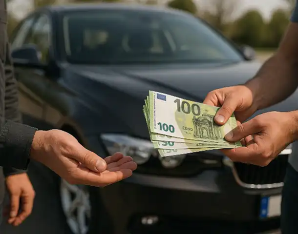 Ein Kunde erhält eine Barauszahlung beim erfolgreichen Autoankauf in Neuss.